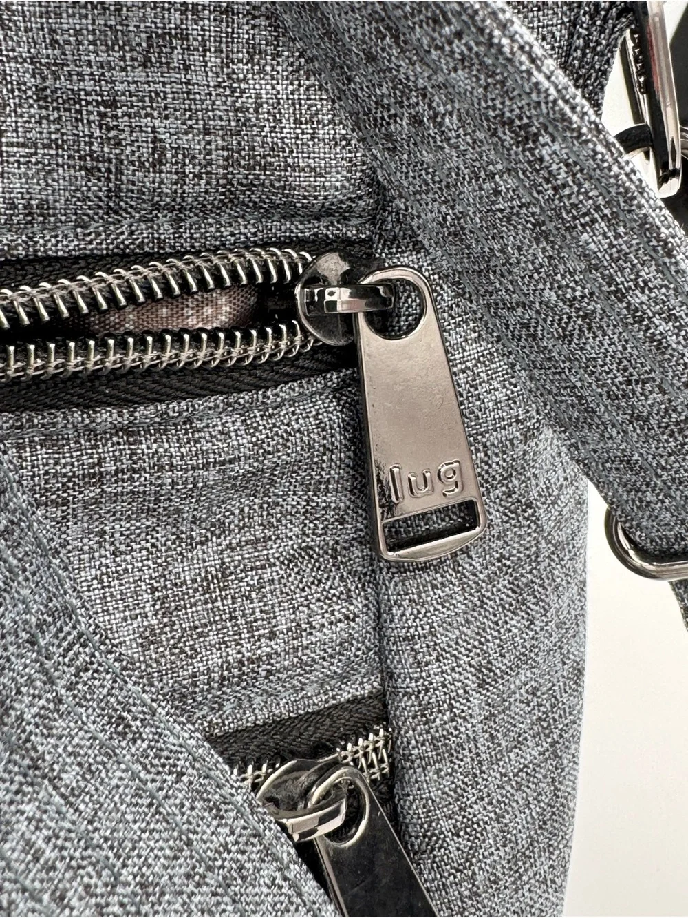 lug Slider Heather Gray/Black Chevron Quilted Panel Crossbody Bag- Multi Pocket